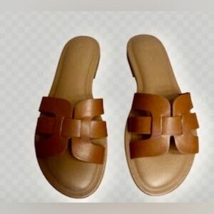 Amazon The Drop Avery H-Band Flat Slide Sandals Cognac Tan Women's Size 7